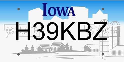H39KBZ Iowa License Plate