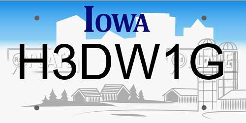 H3DW1G Iowa License Plate
