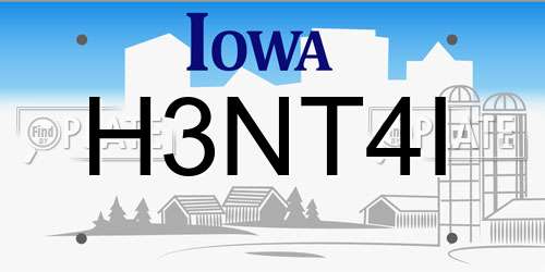 H3NT4I Iowa License Plate