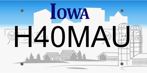 H40MAU Iowa License Plate