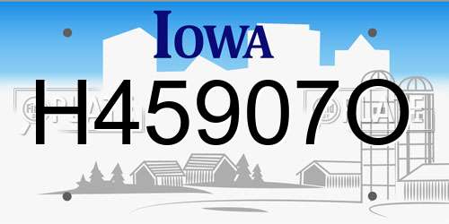 H45907O Iowa License Plate