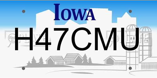 H47CMU Iowa License Plate