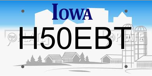 H50EBT Iowa License Plate