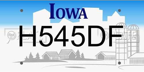 H545DF Iowa License Plate