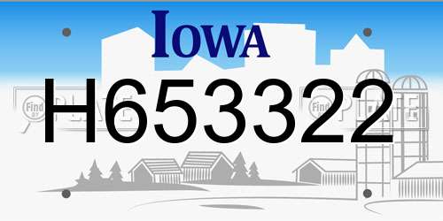 H653322 Iowa License Plate