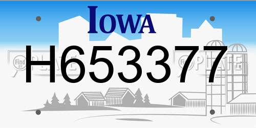 H653377 Iowa License Plate