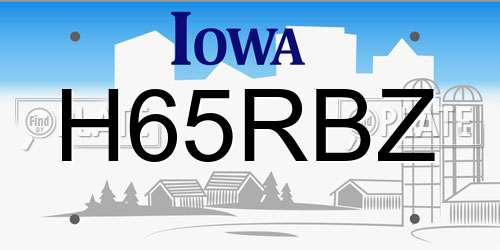 H65RBZ Iowa License Plate