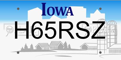 H65RSZ Iowa License Plate