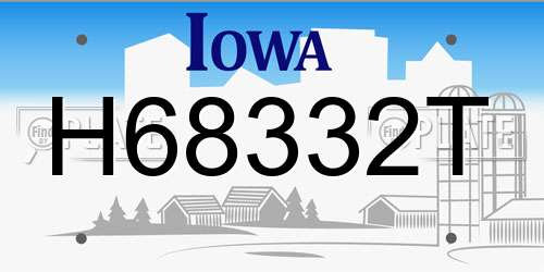 H68332T Iowa License Plate