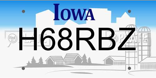 H68RBZ Iowa License Plate