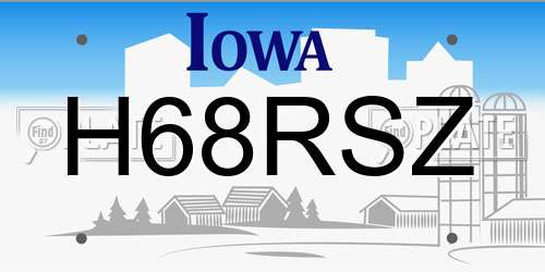 H68RSZ Iowa License Plate