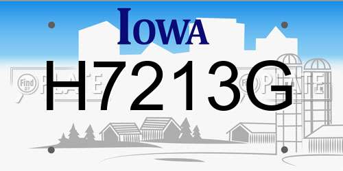 H7213G Iowa License Plate