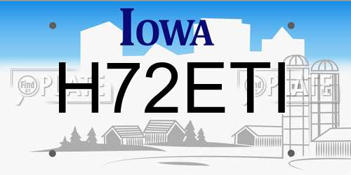 H72ETI Iowa License Plate