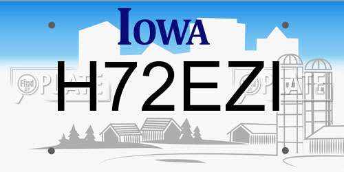 H72EZI Iowa License Plate