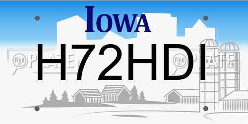 H72HDI Iowa License Plate