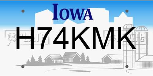H74KMK Iowa License Plate