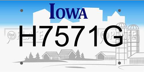 H7571G Iowa License Plate