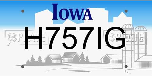 H757IG Iowa License Plate