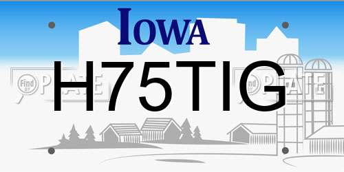 H75TIG Iowa License Plate