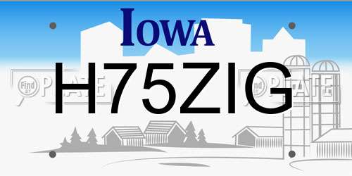 H75ZIG Iowa License Plate