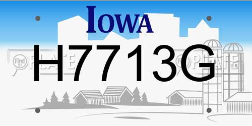 H7713G Iowa License Plate