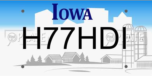 H77HDI Iowa License Plate