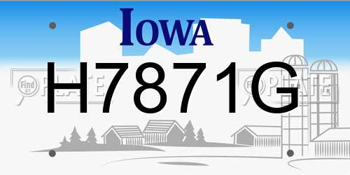 H7871G Iowa License Plate