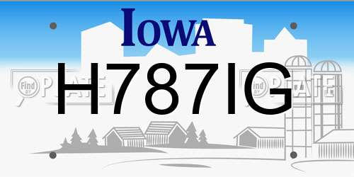 H787IG Iowa License Plate