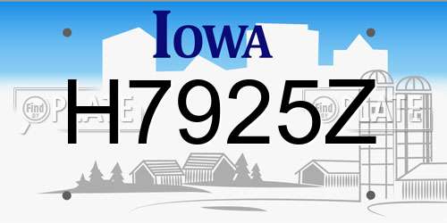 H7925Z Iowa License Plate