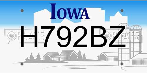 H792BZ Iowa License Plate