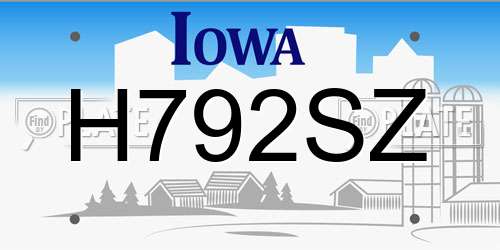 H792SZ Iowa License Plate