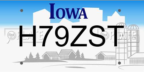 H79ZST Iowa License Plate