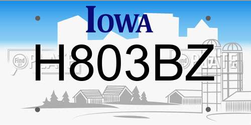 H803BZ Iowa License Plate