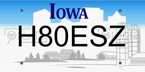 H80ESZ Iowa License Plate