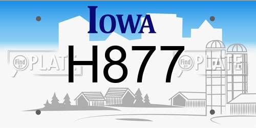 H877 Iowa License Plate