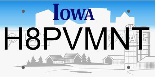 H8PVMNT Iowa License Plate