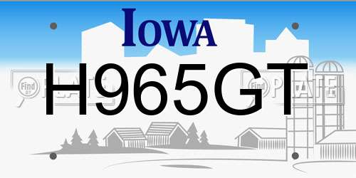 H965GT Iowa License Plate