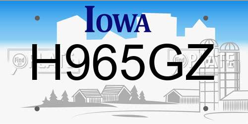 H965GZ Iowa License Plate