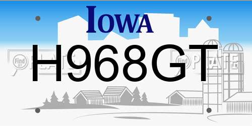H968GT Iowa License Plate