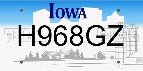 H968GZ Iowa License Plate