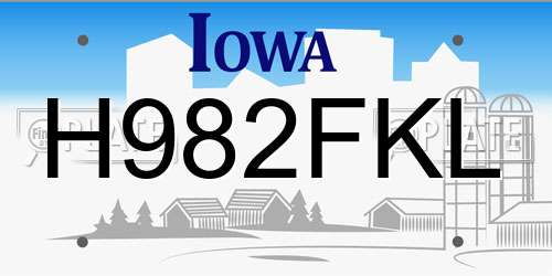 H982FKL Iowa License Plate