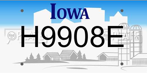 H9908E Iowa License Plate