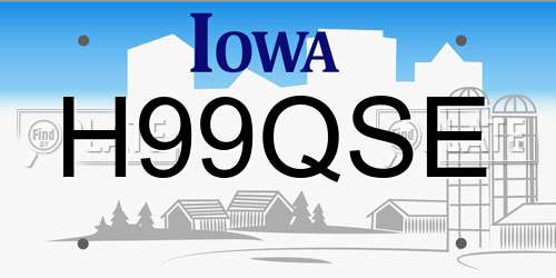 H99QSE Iowa License Plate