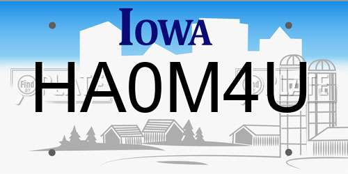 HA0M4U Iowa License Plate
