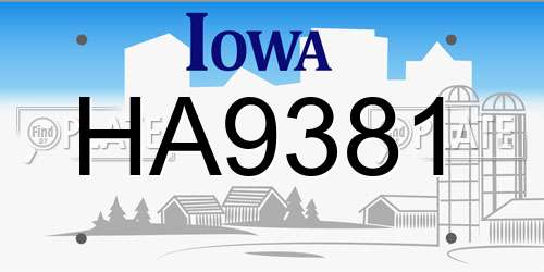 HA9381 Iowa License Plate