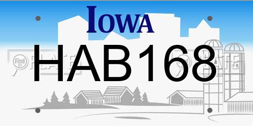 HAB168 Iowa License Plate