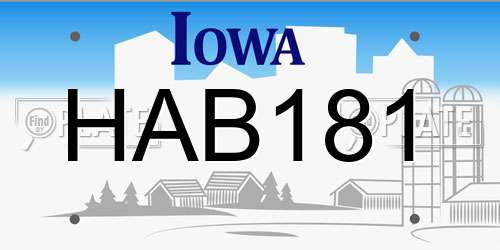 HAB181 Iowa License Plate