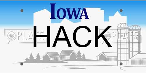 HACK Iowa License Plate