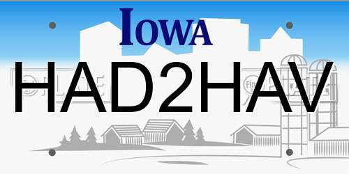 HAD2HAV Iowa License Plate