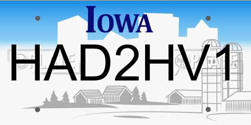 HAD2HV1 Iowa License Plate
